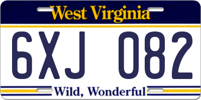 WV license plate 6XJ082