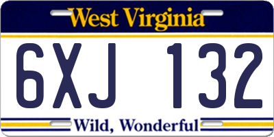 WV license plate 6XJ132