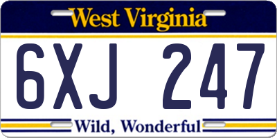 WV license plate 6XJ247