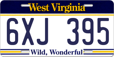 WV license plate 6XJ395