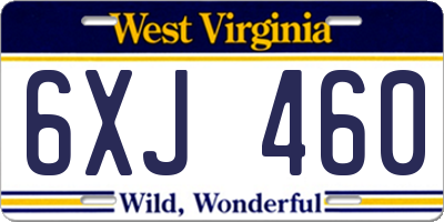 WV license plate 6XJ460