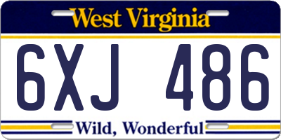 WV license plate 6XJ486