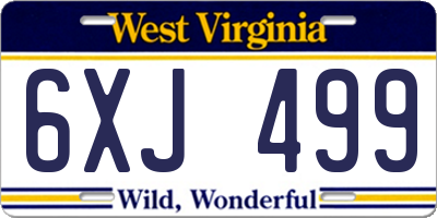 WV license plate 6XJ499