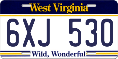 WV license plate 6XJ530