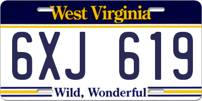 WV license plate 6XJ619