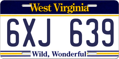 WV license plate 6XJ639