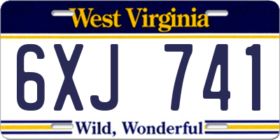 WV license plate 6XJ741