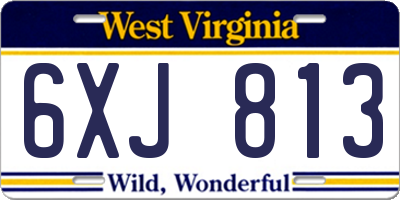 WV license plate 6XJ813
