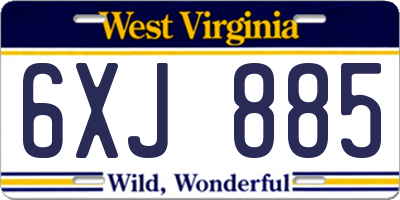 WV license plate 6XJ885