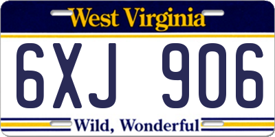 WV license plate 6XJ906