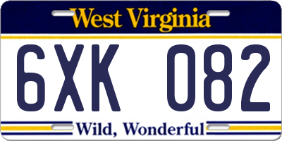 WV license plate 6XK082