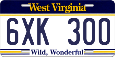 WV license plate 6XK300