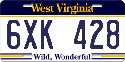 WV license plate 6XK428