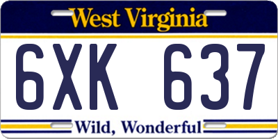 WV license plate 6XK637