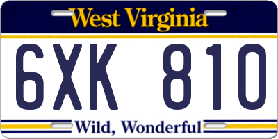 WV license plate 6XK810