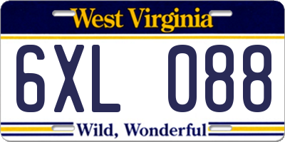 WV license plate 6XL088