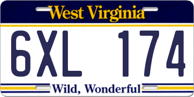 WV license plate 6XL174