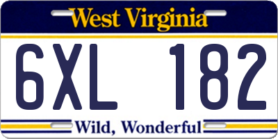 WV license plate 6XL182