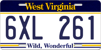 WV license plate 6XL261