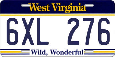 WV license plate 6XL276