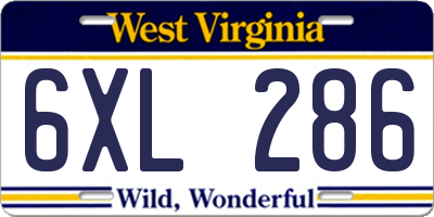 WV license plate 6XL286