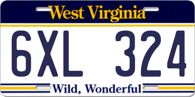 WV license plate 6XL324