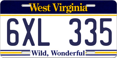 WV license plate 6XL335