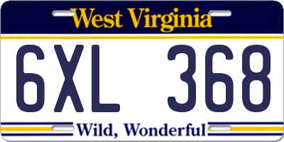WV license plate 6XL368