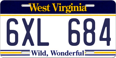 WV license plate 6XL684