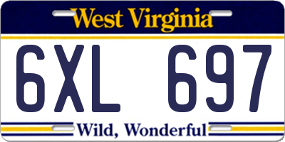 WV license plate 6XL697