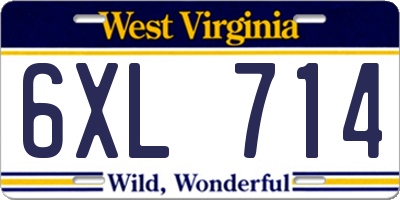 WV license plate 6XL714