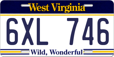 WV license plate 6XL746