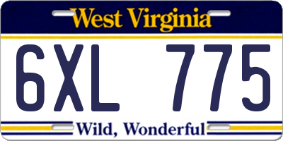 WV license plate 6XL775