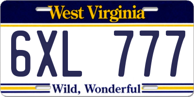 WV license plate 6XL777