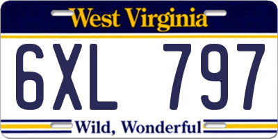 WV license plate 6XL797