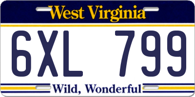 WV license plate 6XL799