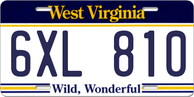 WV license plate 6XL810