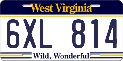 WV license plate 6XL814