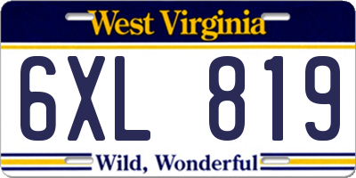 WV license plate 6XL819