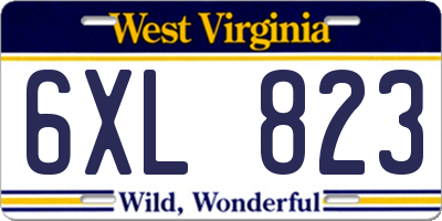WV license plate 6XL823