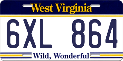 WV license plate 6XL864