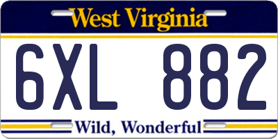 WV license plate 6XL882