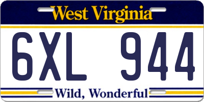 WV license plate 6XL944