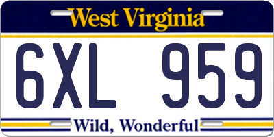 WV license plate 6XL959