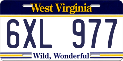 WV license plate 6XL977