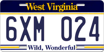 WV license plate 6XM024