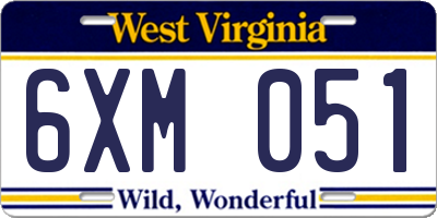 WV license plate 6XM051