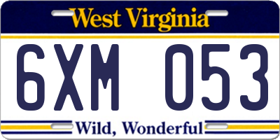 WV license plate 6XM053