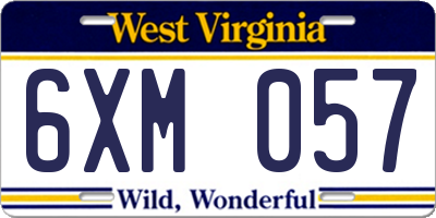 WV license plate 6XM057