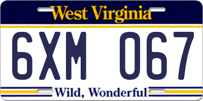 WV license plate 6XM067